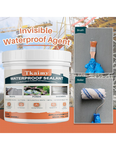 Sellador Impermeable Transparente Tkaimy 32oz para Techos y Paredes