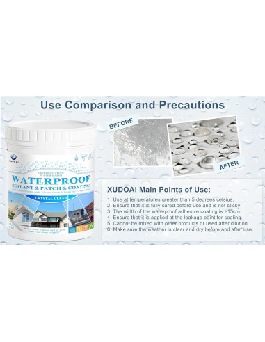 Sellador Impermeable Transparente 1L XUDOAI para Techo y Paredes