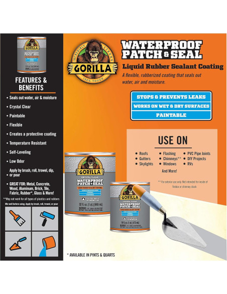 Sellador Impermeable Gorilla 32 Oz Transparente - Sella Agua y Aire