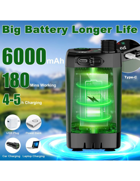 Ducha Portátil ZWJBSGY Camping 6000mAh 4 Modos 150-180 Min