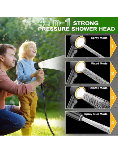 Ducha Portátil ZWJBSGY Camping 6000mAh 4 Modos 150-180 Min