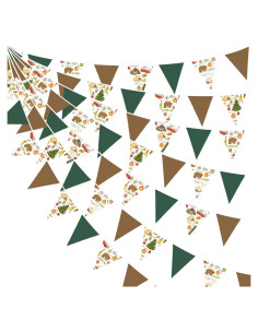 Guirnalda de Banderines de Camping 10m Verde Marrón 36 Piezas