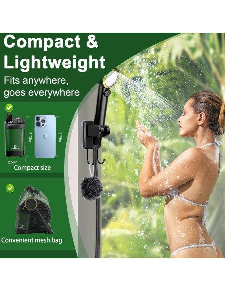 Ducha Portátil ZWJBSGY Camping 6000mAh 4 Modos 150-180 Min