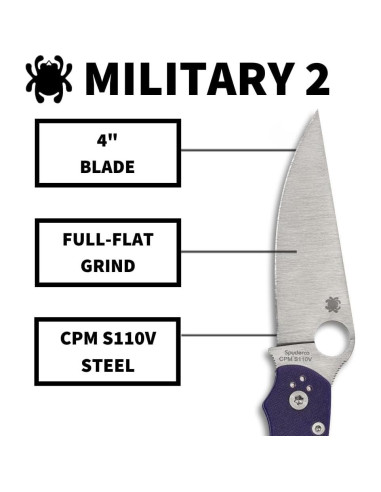 Cuchillo de Bolsillo Spyderco Military 2 Azul G10 10.16cm