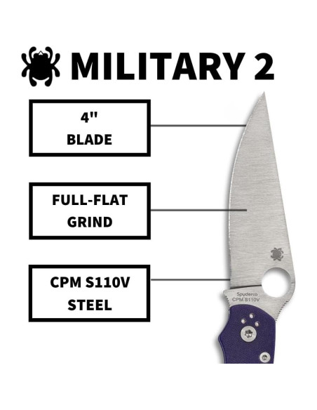 Cuchillo de Bolsillo Spyderco Military 2 Azul G10 10.16cm