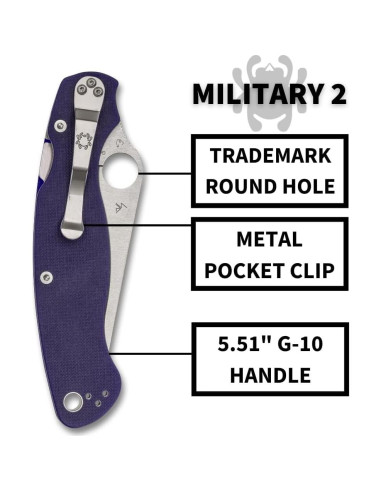 Cuchillo de Bolsillo Spyderco Military 2 Azul G10 10.16cm
