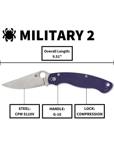 Cuchillo de Bolsillo Spyderco Military 2 Azul G10 10.16cm