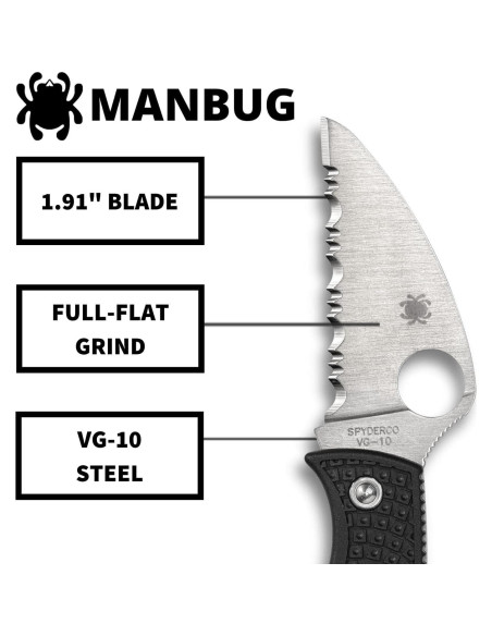 Cuchillo de bolsillo Spyderco Manbug Wharncliffe VG-10 4.8 cm