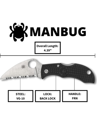 Cuchillo de bolsillo Spyderco Manbug Wharncliffe VG-10 4.8 cm