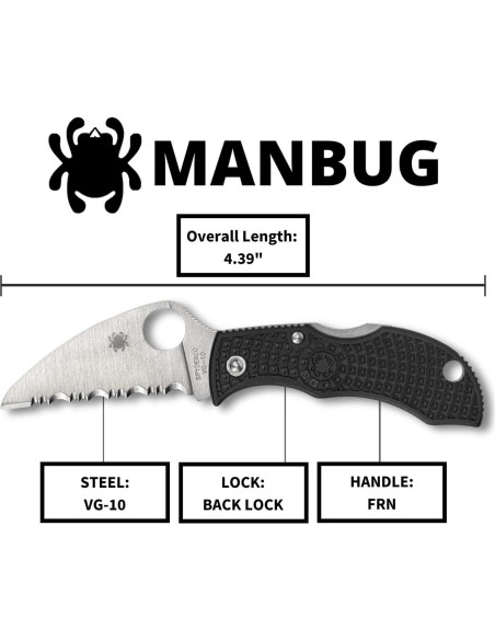 Cuchillo de bolsillo Spyderco Manbug Wharncliffe VG-10 4.8 cm