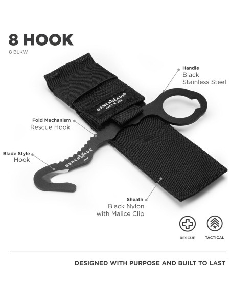 Cuchillo de Seguridad Benchmade BLKW Gancho 8 Acero Inoxidable