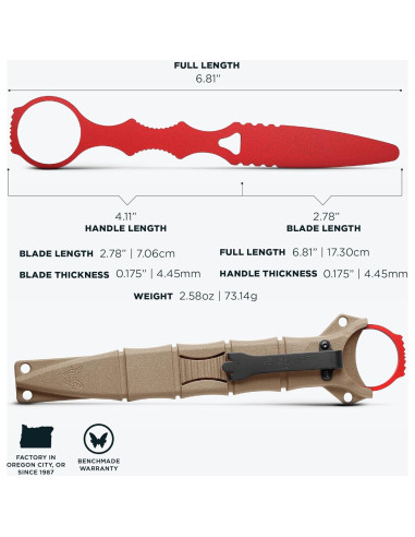 Daga de Entrenamiento Táctico Benchmade SOCP 176T Rojo 440C
