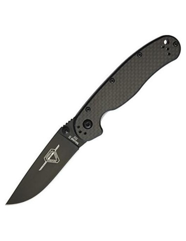 Cuchillo Ontario Rat II Linerlock D2 CF 10.16 cm Negro