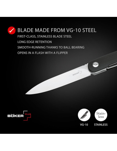 Cuchillo Boker Plus LRF Linerlock Negro 7.62 cm VG-10