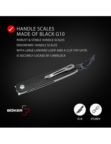 Cuchillo Boker Plus LRF Linerlock Negro 7.62 cm VG-10