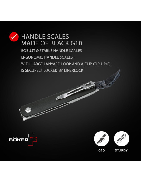 Cuchillo Boker Plus LRF Linerlock Negro 7.62 cm VG-10