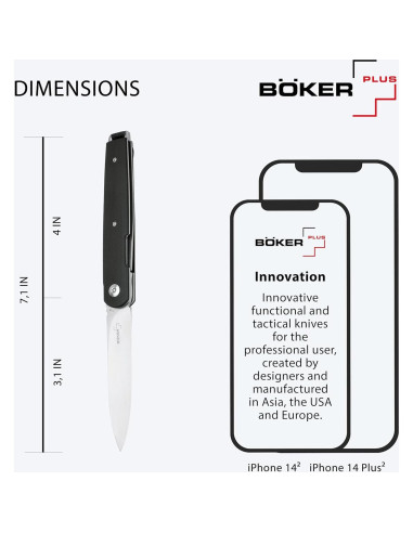 Cuchillo Boker Plus LRF Linerlock Negro 7.62 cm VG-10