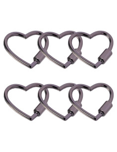 Juego de 6 Carabiners en Forma de Corazón KCKEYS 30mm Aluminio