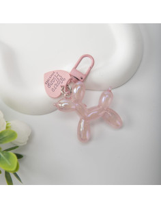 Llavero Perro Globo de Gelatina Rosa Fluorescente 8cm 2