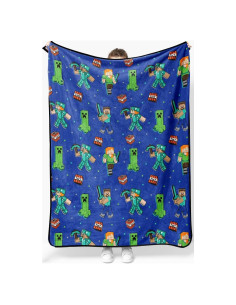 Manta de Peluche Jay Franco Minecraft 127x152 cm Azul Creeper