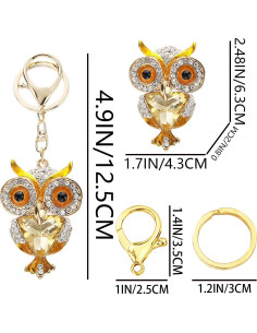 Llave de Encanto para Mujeres Búho Dorado con Cristal 6.3cm 2