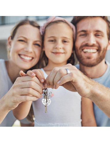 Llaveros Corazón a Juego Mamá e Hija con Rhinestone Rosa