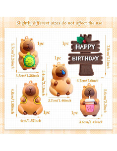 Adornos de pastel de capibara BACH AND BOUJEE - 5 piezas 2