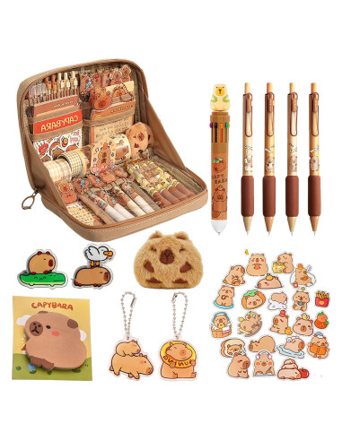 Estuche de lápices capibara con 10 compartimentos y regalo