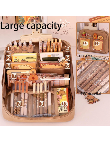 Estuche de lápices capibara con 10 compartimentos y regalo Estuche de lápices capibara con 10 compartimentos y regalo