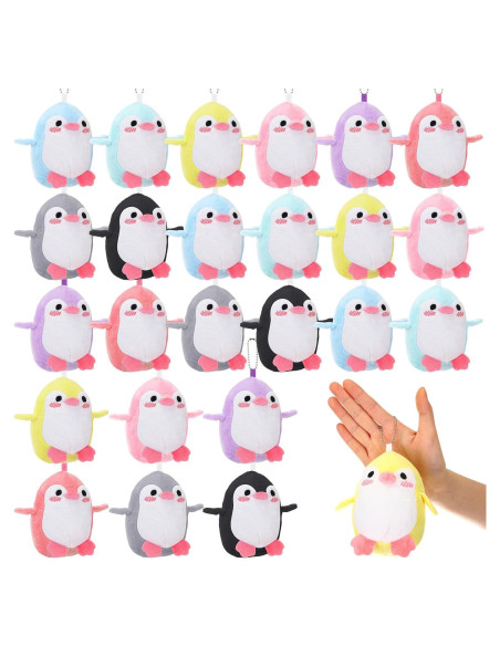 24 Mini Pingüinos de Peluche Llavero Blueweenly 12 cm