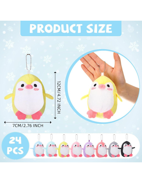 24 Mini Pingüinos de Peluche Llavero Blueweenly 12 cm