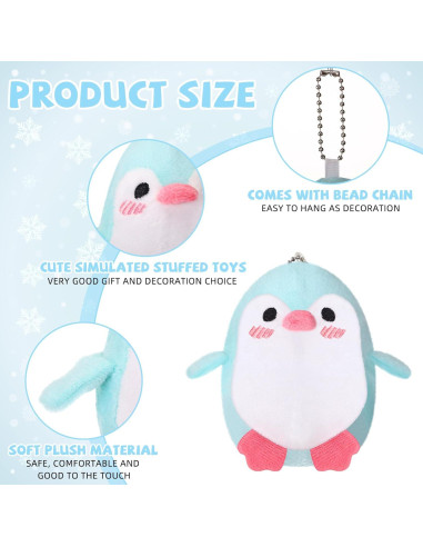 24 Mini Pingüinos de Peluche Llavero Blueweenly 12 cm