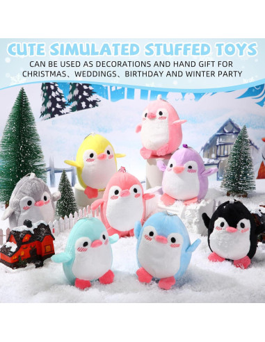 24 Mini Pingüinos de Peluche Llavero Blueweenly 12 cm