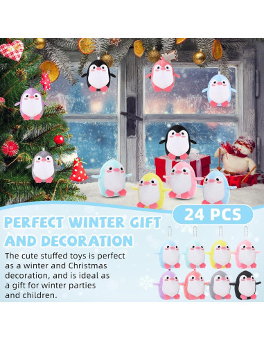 24 Mini Pingüinos de Peluche Llavero Blueweenly 12 cm