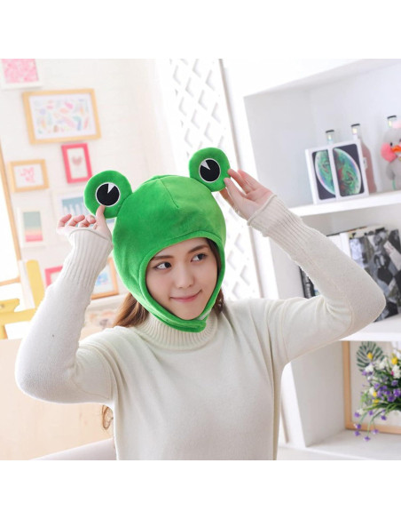 Gorro de Rana de Peluche Verde para Disfraz de Halloween