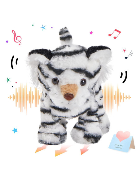 Tigre de Peluche Interactivo CozyWorld 33 cm Blanco Canta y Camina