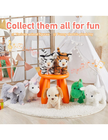 Tigre de Peluche Interactivo CozyWorld 33 cm Blanco Canta y Camina