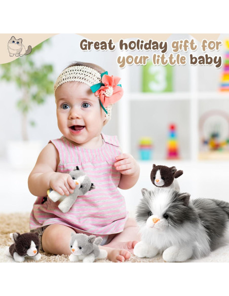 Set de Peluches Gato Ragdoll HyDren 5 Piezas Gris 45 cm