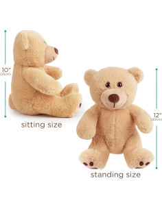 Oso de Peluche Marrón LotFancy 25.4 cm Suave y Seguro 2