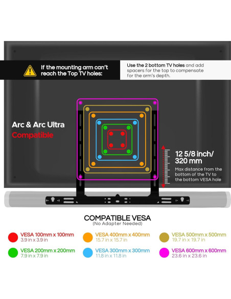 Soporte de TV Soundbass ARC-TV-B Negro Compatible Sonos Arc Soporte de TV Soundbass ARC-TV-B Negro Compatible Sonos Arc