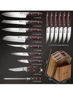 Juego de Cuchillos de Cocina DDF iohEF 16 Piezas Acero Inoxidable 2