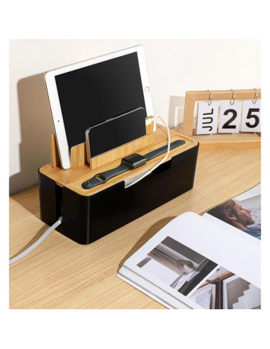 Caja de Gestión de Cables BUYSK con Tapa de Madera 30x13x16cm