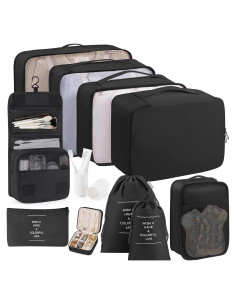 Juego de Cubos de Empaque 11 TRMFUSA Negro Organizador de Viaje