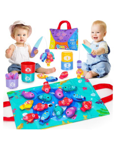 Juguetes Montessori PEBIRA 23 pcs Juego de Pesca y Apilables