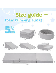 Conjunto de Juego Suave Elftopia con Bloques de Escalada y Piscina de Pelotas - Gris 2