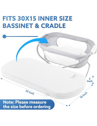 Colchón Ovalado para Cuna Pro Goleem 76.2x38.1cm Espuma Memoria