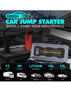 Arrancador de Coche QQZJ A18 6000A 12V Litio Portátil 2