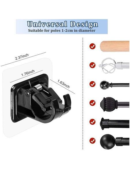 Soportes Adhesivos para Varillas de Cortina Lightarea 8 Pcs