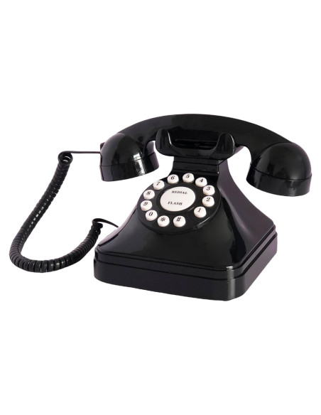 Teléfono de Casa Retro TelPal 3011 Negro Corded Analógico Teléfono de Casa Retro TelPal 3011 Negro Corded Analógico