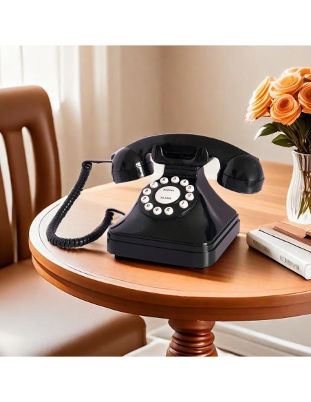 Teléfono de Casa Retro TelPal 3011 Negro Corded Analógico Teléfono de Casa Retro TelPal 3011 Negro Corded Analógico